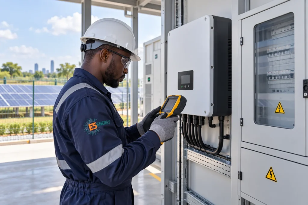 E5 solar infrastructure monitoring illustration — AI-generated illustration